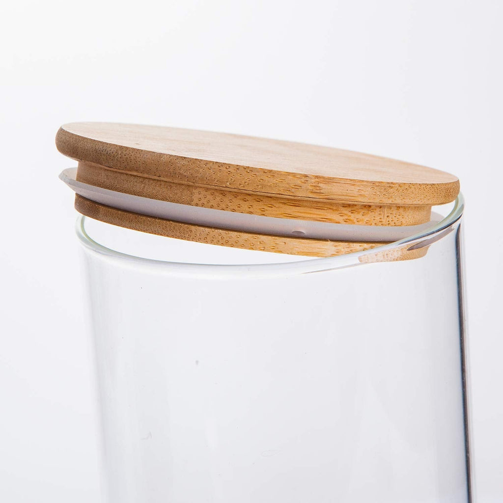 Glass Storage Jar Set with Bamboo Lids — 5 Airtight Containers