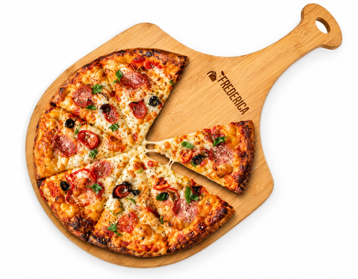 Natural Bamboo Pizza Peel & Serving Paddle Cutting Board